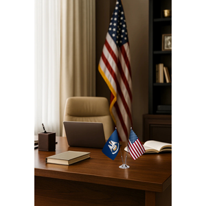 Louisiana & U.S. Custom Desk <b>Flag</b> Set Satin Plastic Polyester Silk with Aluminum <b>Pole</b> Pennant Style <b>for</b> Education - Product Image 3