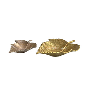 Bols de service pour hôtels, plateau de feuilles en aluminium de couleur or et antique pour fruits secs et noix - Product Image 6