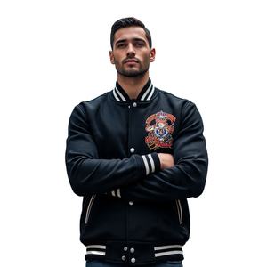 Chaqueta Varsity de Béisbol Bordada de Alta Calidad Personalizada para Hombre, Chaqueta Varsity de Cuero de Manga Larga Personalizada para Hombre - Product Image 5