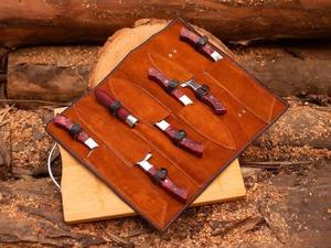 Juego de cuchillos de cocina de chef de acero inoxidable hecho a mano de alta calidad Juego de cuchillos de cocina de 7 piezas con Funda de cuero protegida. - Product Image 6