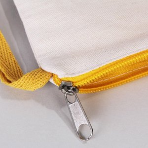 Durable & Stylish <b>Yellow</b> Zippered <b>Clutch</b> <b>Bag</b> 8x6 Inch Plain Cotton Denim Pouch Blank Makeup Organizer with Logo Pattern Cosmetic - Product Image 5