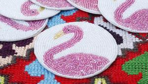 MS HANDICRAFT Handmade Glass Beaded <b>Coasters</b>-Classic <b>Drink</b> <b>Coasters</b> Polyester Backing (4x4 Inch) Portable for Church Religious - Product Image 2