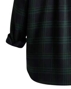 Chemise-veste en flanelle à carreaux vert foncé et noir personnalisée pour homme, manches longues, boutonnée, chaude, avec deux poches poitrine - Product Image 5