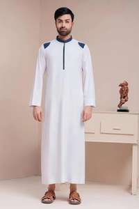 Jubba Jubba สำหรับผู้ชาย Jubba สีพื้นเสื้อผ้าอาหรับอิสลามสวมใส่สบายๆขายส่ง - Product Image 4