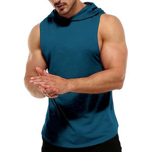 Débardeurs à capuche pour hommes en gros, débardeurs de musculation, débardeurs de sport, t-shirts sans manches pour hommes, sweats à capuche de sport - Product Image 5
