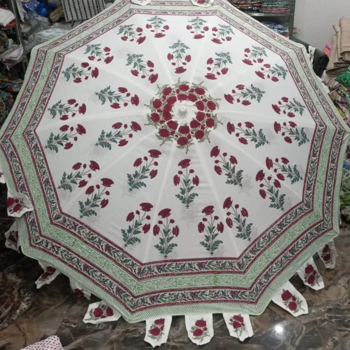 Grosir payung pernikahan Indian desainer bunga luar ruangan dekorasi pesta kain katun Vintage Parasol