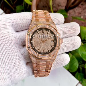 นาฬิกาอะนาล็อกประดับเพชรหรูหราหรูหราหรูหราสีทองสำหรับชายและหญิงดีไซน์สุดเท่ - Product Image 2