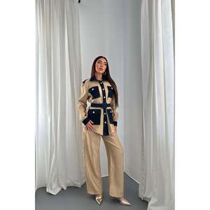 Yellow Piping Detailed Pocket Shirt and <b>Trousers</b> Set - Yellow - Product Image 1