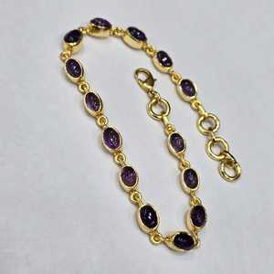 925 เงินสเตอร์ลิงคุณภาพดีเยี่ยมชุบทองอินเทรนด์ Handmade ออกแบบสร้อยข้อมืออเมทิสต์อัญมณี - Product Image 5