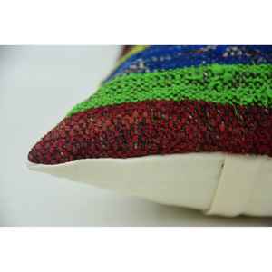 Oreiller de traversin lavable et amovible de 12x24 pouces multicolore Kantha Patchwork laine tissé motif vintage écologique antidérapant - Product Image 5