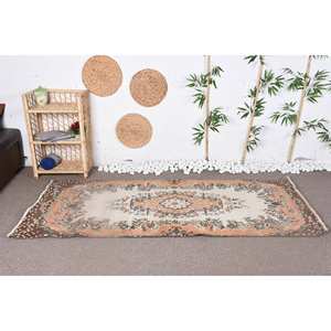 Alfombra Floral de lana Vintage naranja marrón 3,3X7,3 pies tamaño grande rompecabezas abstracto rectángulo pasillo para adolescentes dormitorio látex - Product Image 1