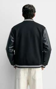 แจ็คเก็ตวาร์ซิตี้สีดำคอวี ปิดกระดุม คุณภาพสูง สำหรับผู้ชาย ผ้าเคลือบย้อมสีเรียบง่าย สไตล์ลำลอง สำหรับฤดูหนาว แจ็คเก็ตผ้าขนสัตว์สั่งทำพิเศษสำหรับผู้ชาย - Product Image 2