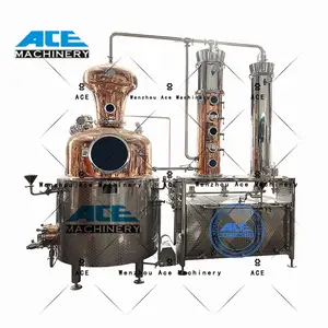 Aas Stills Stoommantel Tank/Ketel Met Koperen Destilleerkolom En Mixer/Roerwerk Voor Destillatieapparatuur