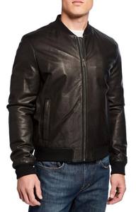 Chaqueta Varsity de Cuero para Hombre, Estilo Slim, Diseño Personalizado, Cuello Alto, Piel de Vaca, Cierre de Cremallera, Color Sólido, Estilo Urbano - Product Image 3