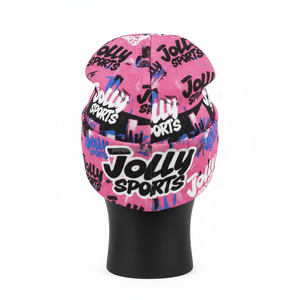 Gorro de punto para mujer, acrílico, poliéster, rosa, multicolor, estampado por sublimación, con etiqueta de logotipo personalizado, gorro jacquard - Product Image 2