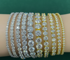 Venta al por mayor de fábrica: Pulsera de cadena tipo tenis chapada en oro blanco de 14K con diamantes de moissanita VVS, joyería hiphop con incrustaciones, 2mm 3mm 4mm, para fiesta - Product Image 5