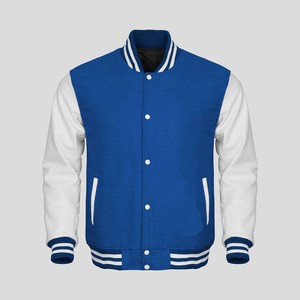 Chaqueta Universitaria para Hombre, Cuerpo de Lana, Mangas de Cuero, Transpirable, Talla Grande, Cuello con Bordado, Bolsillo, Estilo Béisbol - Product Image 2