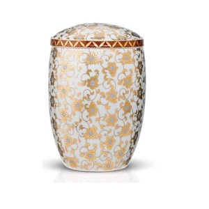 Urna de metal de alta calidad con diseño personalizado y patrón de flores multicolor, suministros funerarios impresos en esmalte para humanos y Mascotas - Product Image 1