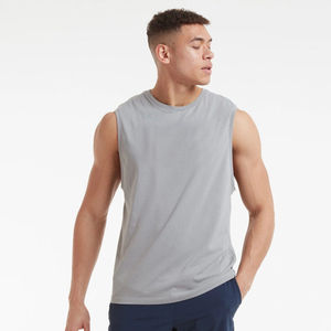 Haute qualité athlétique couleurs personnalisées col carré décontracté Gym coton surdimensionné lâche Muscle Fitness côtelé hommes débardeur - Product Image 5