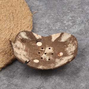 <b>Coconut</b> Shell <b>Soap</b> bar Holder Plate Eco Friendly Compostable <b>Soap</b> Dish Tray With Drain Holes Unique Design - Product Image 3