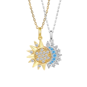 สร้อยคอแห่งมิตรภาพ Jeulia Celestial Moon ทำจากเงินสเตอร์ลิง พร้อมสายแม่เหล็กและประดับเพชรซิร์คอนแบบหนามเตย - Product Image 4