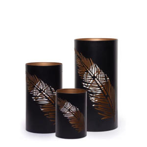 Bougeoir votif en métal élégant personnalisé avec feuille Cutwork Décorations de Noël pour la maison Pot à bougie lanterne en verre - Product Image 5