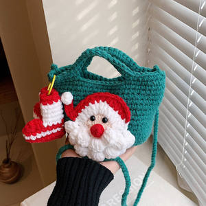 Sac seau en coton tissé au crochet fait main pour femme avec poignée souple, fermeture à bouton et doublure en polyester pour usage quotidien - Product Image 2