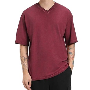 T-shirt uni pour homme, vente chaude, été, couleur unie, manches courtes, coupe ample, col en V, décontracté, vêtements pour homme, tailles grandes - Product Image 1