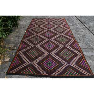 Modern Vintage Turkish <b>Rug</b> 5.8 X 10.4ft Classic Rectangle Pattern Brown Beige Wool Faux <b>Rabbit</b> <b>Fur</b> Backing for Teens 4m Width - Product Image 1