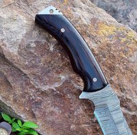 Couteau de chasse et de camping ZACSM à manche en bois, fait main, qualité industrielle, en acier Damas à haute teneur en carbone, non réglable