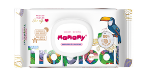 Lingettes humides pour bébé Mamamy Tropical OEM, 90 pièces, 100% rayonne non tissée, huile de calendula et d'Inca Inchi, couvercle rabattable, taille 200mmx150mm - Product Image 5