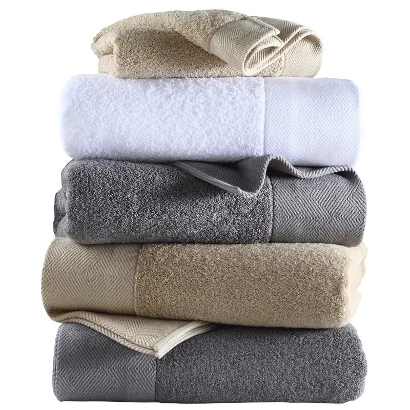 A buon mercato all'ingrosso di lusso set di asciugamani Hotel di alta qualità in cotone 100% asciugamano da bagno con bordo Dobby nuovo Design