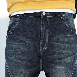 กางเกงยีนส์ขาสั้นสำหรับผู้ชาย, แฟชั่นใหม่2025กางเกงคาร์โก้ทรงสกินนี่กางเกงขายาวผ้ายีนส์กระเป๋าผ้ายืดสีน้ำเงิน - Product Image 6