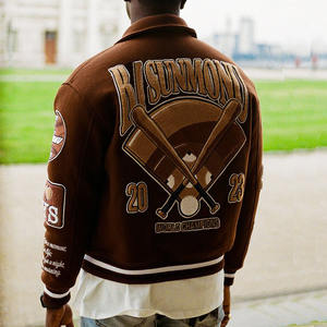 12-Vestes universitaires unisexes en laine et en cuir Blouson aviateur universitaire personnalisé avec logo Patch en chenille Vestes Letterman OEM - Product Image 5