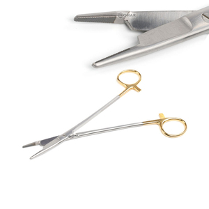 TC Tip Mini Gillies pince porte-aiguille en acier inoxydable 12 cm / 4.7 "poignée d'anneau en or main gauche opération de chirurgie générale - Product Image 5