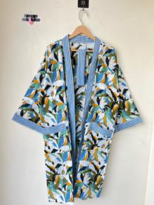 ชุดกิโมโนผ้าฝ้าย100% ชุดเดรสกิโมโนผ้าฝ้ายแสนสวยชุดเดรสกิโมโนผ้าฝ้ายอินเดียน้ำหนักเบาลายดอกไม้ของขวัญสำหรับเพื่อนเจ้าสาวของขวัญสำหรับเธอ - Product Image 3