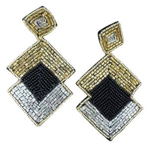 Meilleur ton à la mode nouvelle mode carnaval perles de riz brodé à la main conception de luxe unisexe boucles d'oreilles de l'Inde - Product Image 1