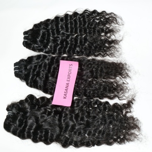 Extensions de cheveux indiens Remy de haute qualité, couleur naturelle vierge, texture Deep Wave, sans traitement chimique, texture cheveux raides, Full Lace, faciles à poser - Product Image 3