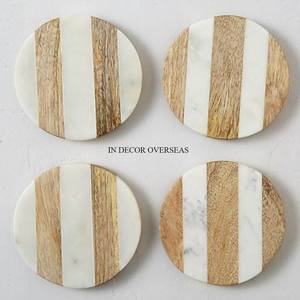 Mármol blanco de alta calidad y resina epoxi de diseño único de Color verde Juego de 4 posavasos para bebidas Suministro de centro de mesa - Product Image 4