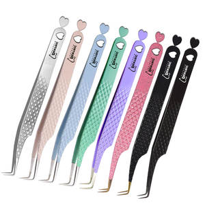 Dentric Implants 2026 90 Degree Heart-Shaped Stainless Steel <b>Reusable</b> Slim Tip 7-9mm <b>Eyelash</b> Extensions Tweezers Manual - Product Image 1