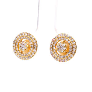 Pendientes de Botón con Halo de Flores Redondas de Lujo para Mujer, para Boda - Product Image 4