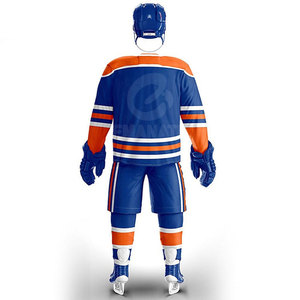 Ensembles d'uniformes de hockey sur glace à manches longues en tissu 100% polyester, emballage personnalisé, excellente durabilité, antibactérien, séchage rapide - Product Image 3
