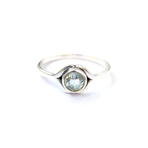 Anillo de Topacio Azul (2.0 Gramos) en Oro Amarillo de 14k, Anillo con Gema, Patrón Geométrico, Bañado en Rodio, Piedra Tallada, Platino, Uso Diario - Product Image 1