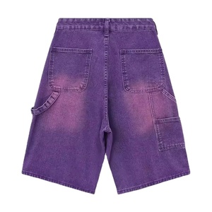 Shorts en jean baggy délavés à l'acide de haute qualité, couleur unie, streetwear, shorts cargo pour hommes - Product Image 5