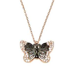 Collar de Plata de Ley Modelo 925 con Colgante de Mariposa y Piedra Blanca, Dijes y Amuletos Finos - Product Image 3