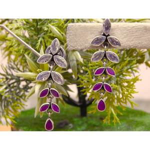 925 argent Sterling Floral boucle d'oreille goujon naturel rubis et CZ pierres précieuses forme de goutte d'eau multi-pierres précieuses cadeau d'anniversaire pour elle - Product Image 5