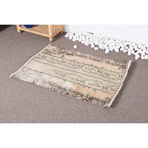 Alfombra de lana de área grande vintage, diseño de retales beige y marrón de 2,3X3,2 pies para dormitorio, pasillo Rectangular de látex de 10mm de espesor - Product Image 3