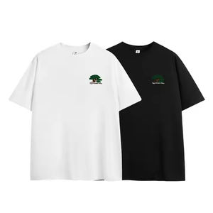 Camiseta de manga corta para hombre de estilo minimalista Primavera Verano tela de punto de árbol de pino bordada de chenilla personalizada - Product Image 3