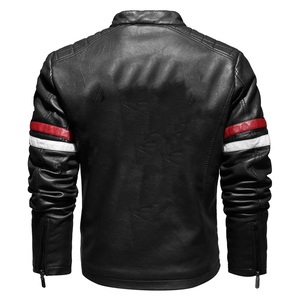 Veste de vélo en cuir pour homme Business Gentleman col montant veste zippée - Product Image 2