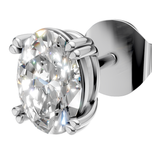 Boucles d'oreilles clous classiques unisexes en or massif 14 carats avec diamant moissanite ovale de 1 carat - Product Image 5